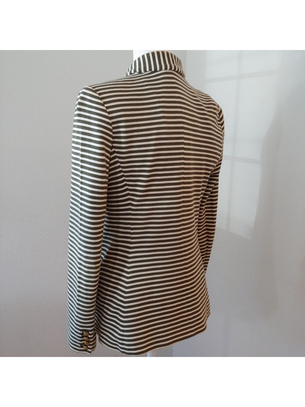LAUREN Ralph Lauren Olive & Cream Striped Women's Blazer size Medium - Picture 13 of 17